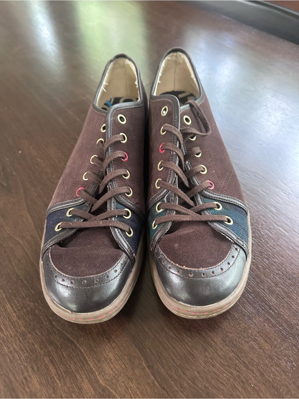 Paul Smith Men's Brown Suede Leather & Plaid Lace Up Sneakers US 11 EUC